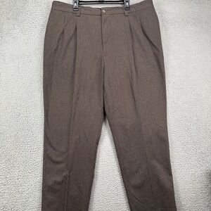 Oak Hill Khaki Chino Pants Mens 44X30 Brown Double Pleat Straight Fit Casual NEW